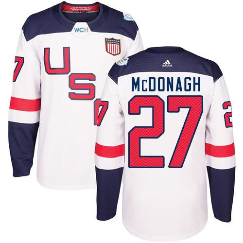 Team USA #27 Ryan McDonagh White 2016 World Cup Stitched Youth NHL Jersey - Click Image to Close